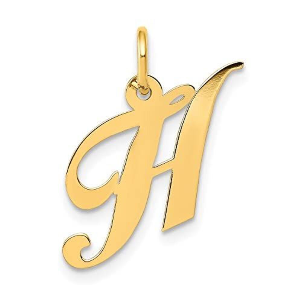 10k Yellow Gold Small Fancy Script Initial H Charm - image 5